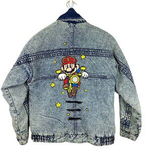 Vintage Horizon Outer Wear Jacket Adult Large Acid Wash Mario Blue Jean Denim